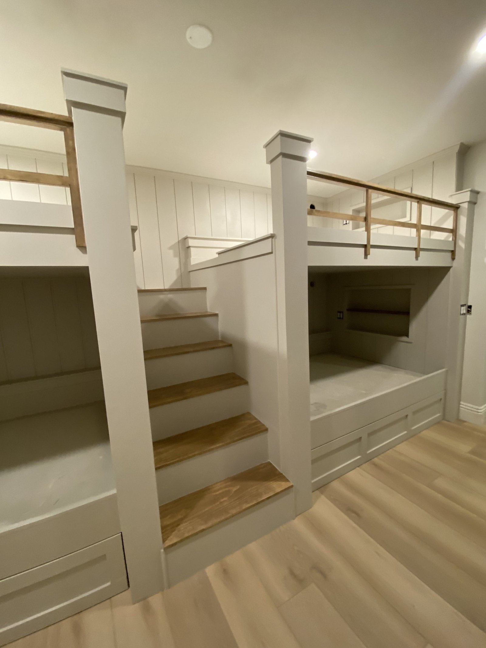 Built-in bunk room with stair