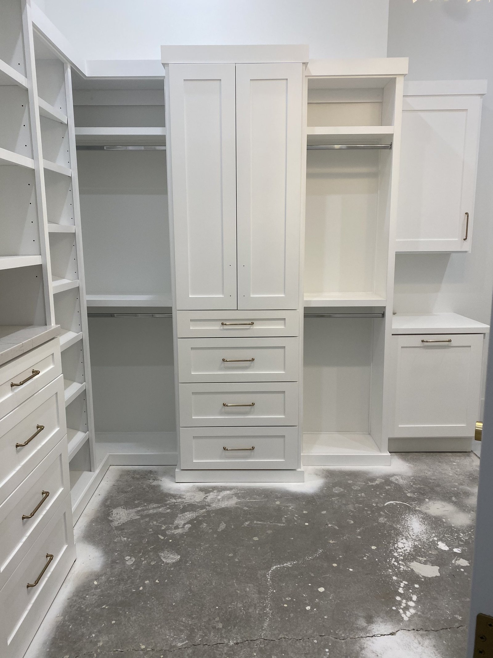 Closet system before hanging