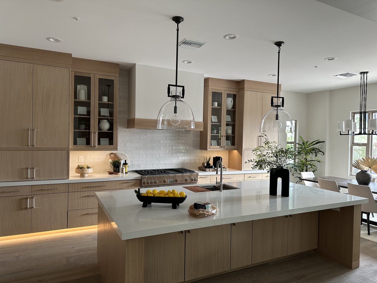 White oak kitchen with integrated lighting